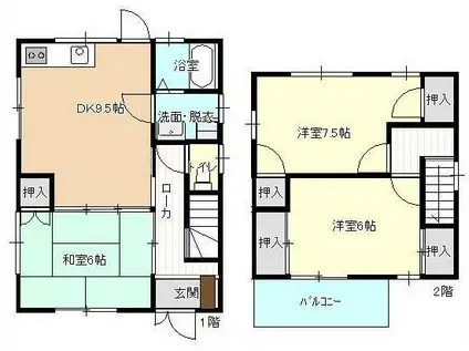 メゾンフジワラ(3LDK/1階)の間取り写真