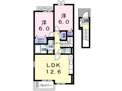エクセレントI(2LDK/2階)の間取り写真