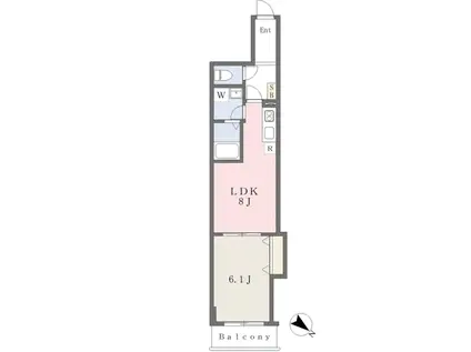 ミリアビタNO.38(1LDK/6階)の間取り写真