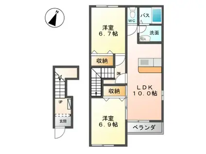 クレストール高倉(2LDK/2階)の間取り写真