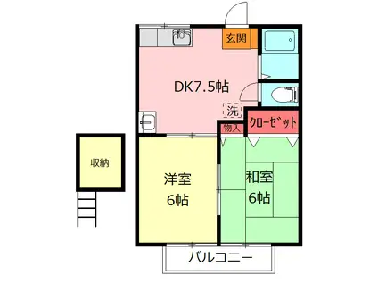 ミレニアムG(2DK/1階)の間取り写真