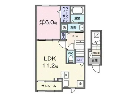 コンフォート(1LDK/2階)の間取り写真