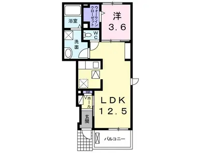 ジャン ノーブル K(1LDK/1階)の間取り写真