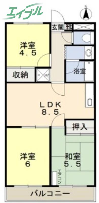 成和第3ビル(3LDK/1階)の間取り写真