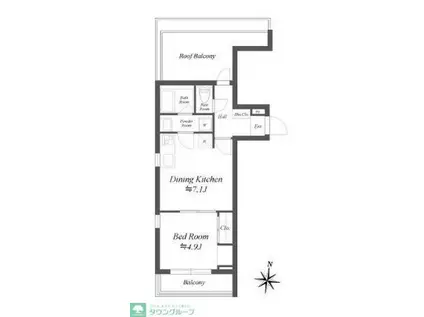 LOTUS阿佐ヶ谷(1DK/4階)の間取り写真
