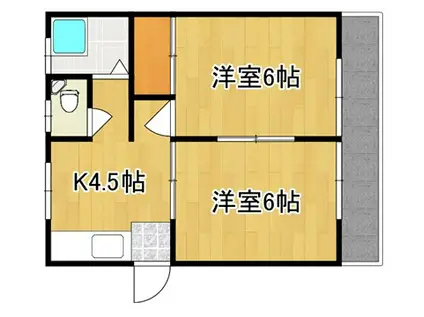 ハイムグリーンサイド(2K/2階)の間取り写真