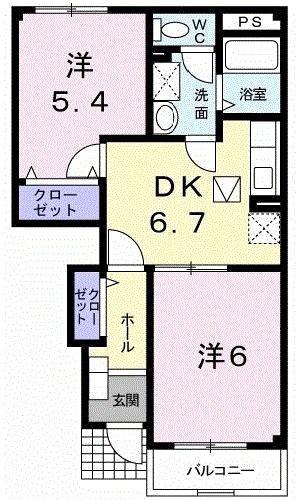 テッラ・プロメッサA(2DK/1階)の間取り写真