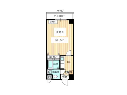 ノビリティ新下関(1K/3階)の間取り写真