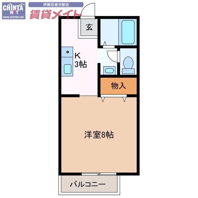ジェムフォレストC(1K/1階)の間取り写真