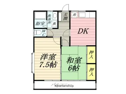ナデシコハイツ(2DK/2階)の間取り写真