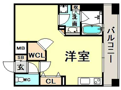 プレジール三ノ宮(1K/6階)の間取り写真