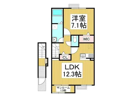 アムール・K(1LDK/2階)の間取り写真