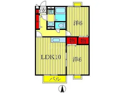 ルミエールW(2LDK/1階)の間取り写真