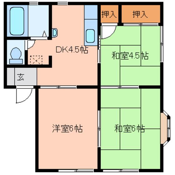 セジュール夢蔵(3DK/1階)の間取り写真