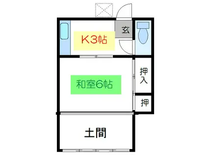 石井荘(ワンルーム/1階)の間取り写真