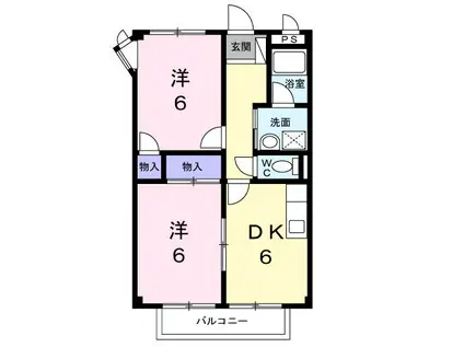 ソレイユ(2DK/2階)の間取り写真
