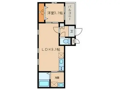 SOL TERRACE(1LDK/3階)の間取り写真