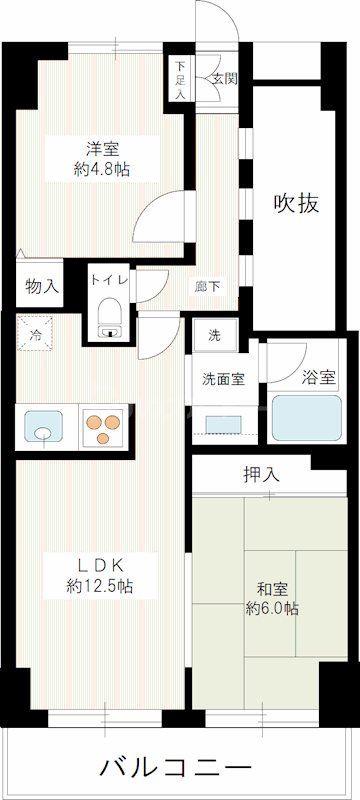 ロイヤルステージ本千葉(2LDK/4階)の間取り写真