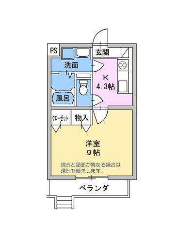 サンシーロ(1DK/1階)の間取り写真