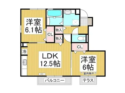 サニーサイドコート(2LDK/1階)の間取り写真