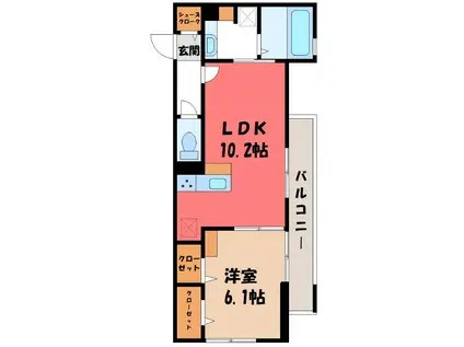 D-ROOM FIORE ”N”(1LDK/2階)の間取り写真