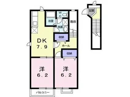 メゾンセレッソA(2DK/2階)の間取り写真