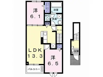 クラールFKIIB(2LDK/2階)の間取り写真