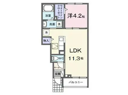 レフィナード(1LDK/1階)の間取り写真