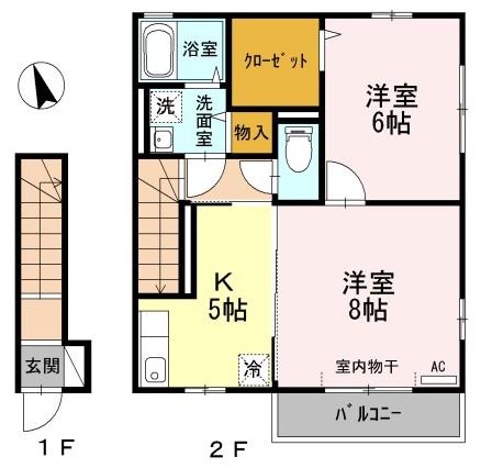 メルベーユ広(2K/2階)の間取り写真