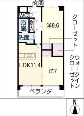 ESPOIR(2LDK/3階)の間取り写真