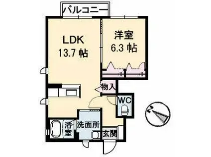 ブランドールOHNO(1LDK/1階)の間取り写真