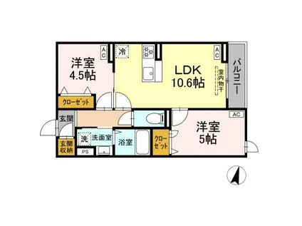 セレスティア江戸川II(2LDK/2階)の間取り写真