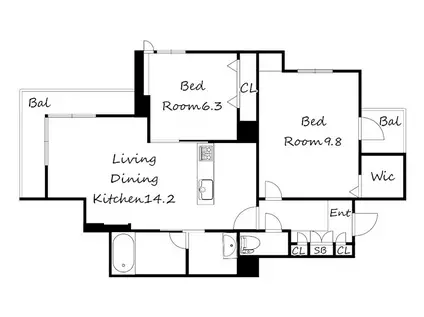 エクセレントガーデンヒルズA棟(2LDK/3階)の間取り写真