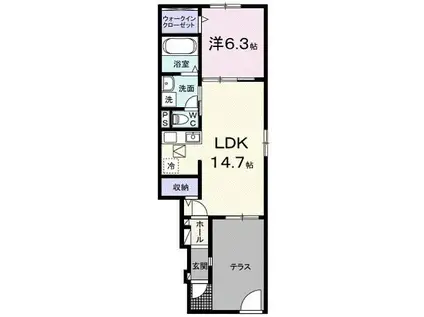 ハイランドIII(1LDK/1階)の間取り写真