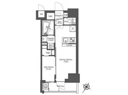 コンフォリア滝野川(1DK/3階)の間取り写真