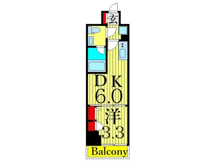 ラフィスタお花茶屋(1DK/8階)の間取り写真
