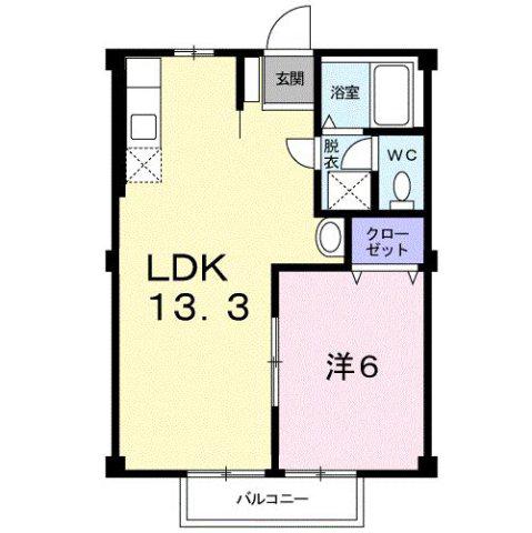ロッジカントリー(1LDK/2階)の間取り写真