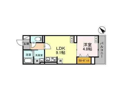 セレスティア白子 I(1LDK/2階)の間取り写真
