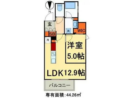 パークアクシス新御徒町イースト(1LDK/8階)の間取り写真