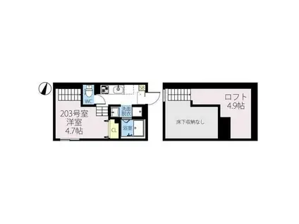 THE RITZ RIPARIAN(ワンルーム/2階)の間取り写真