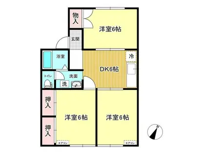 パレーシャル・亀の町(3DK/1階)の間取り写真