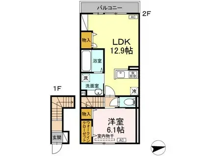 メゾン ボヌール(1LDK/2階)の間取り写真