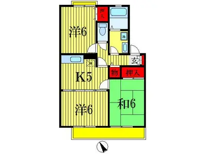 サニーコート田辺A(3K/1階)の間取り写真