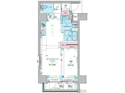 ジェノヴィア東神田グリーンヴェール(1LDK/3階)の間取り写真