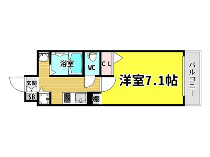 レジデンス靭公園(1K/9階)の間取り写真