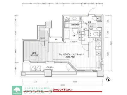 ドゥーエ銀座イーストI(1LDK/10階)の間取り写真