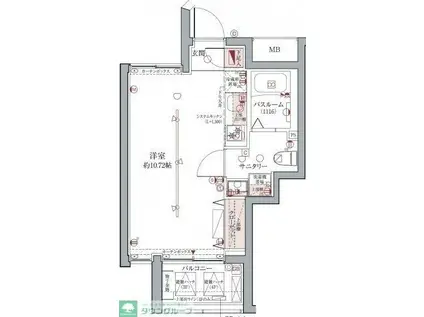 ラグディア高輪(ワンルーム/4階)の間取り写真