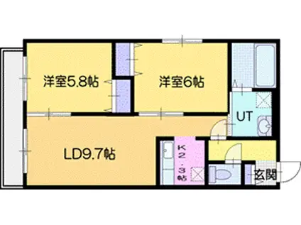 MOKU CHITOSE(2LDK/5階)の間取り写真