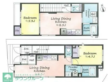 シャロンスプリング(1LDK/2階)の間取り写真