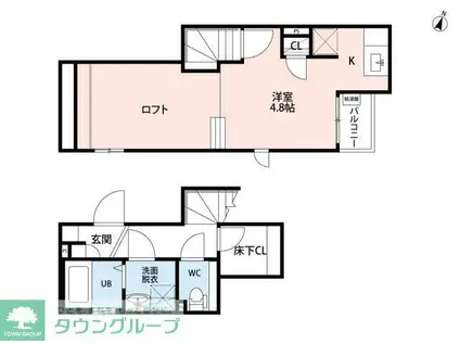 CBふじみ野レーヴ(1K/2階)の間取り写真